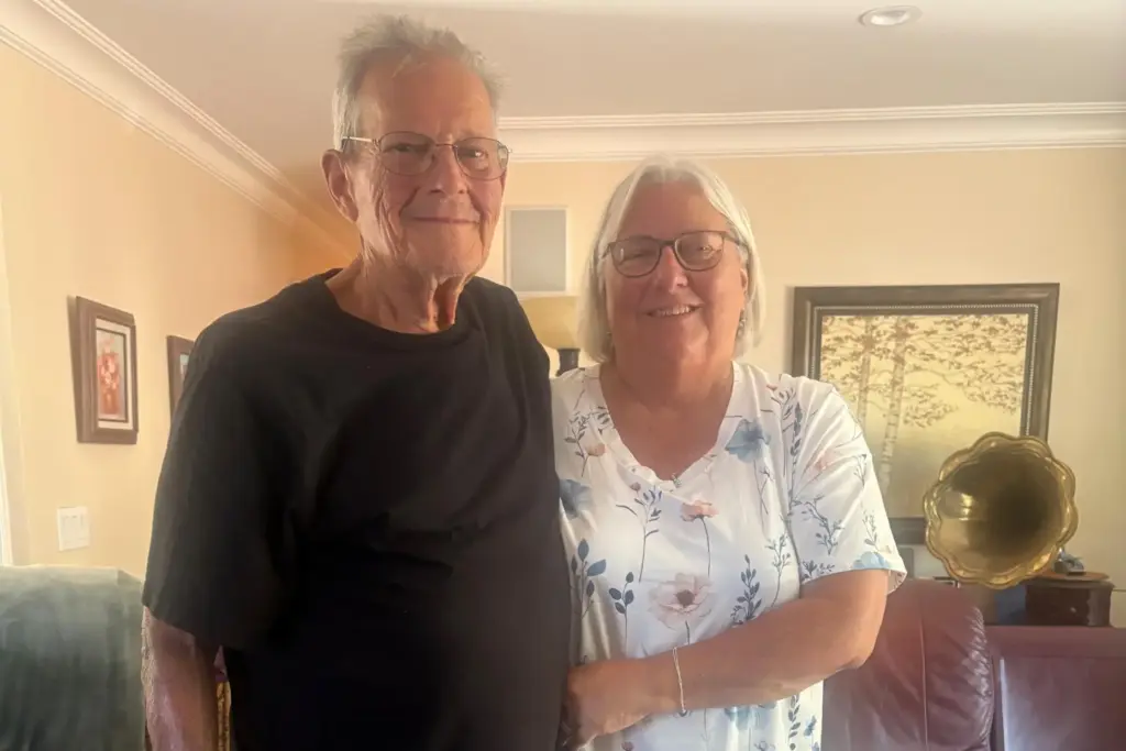 Mark and Paula Vantrease in their home in Novato, California....