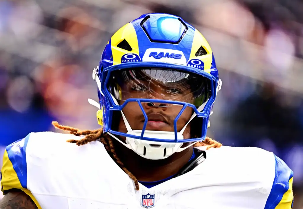 Rams defensive tackle Tim Keenan III (96) prior to an...