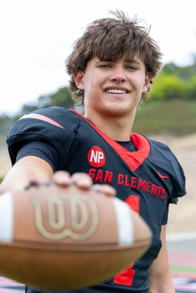 San Clemente safety Cade Hogan (1) poses for a portrait...