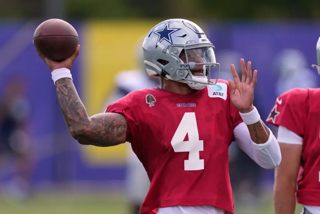 Dallas Cowboys quarterback Dak Prescott throws a pass during a...