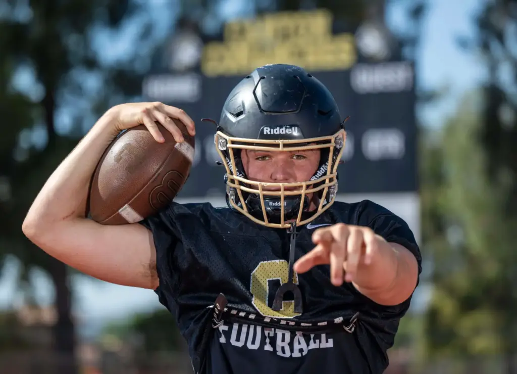 James Munro, Canyon High School running back and linebacker, in...