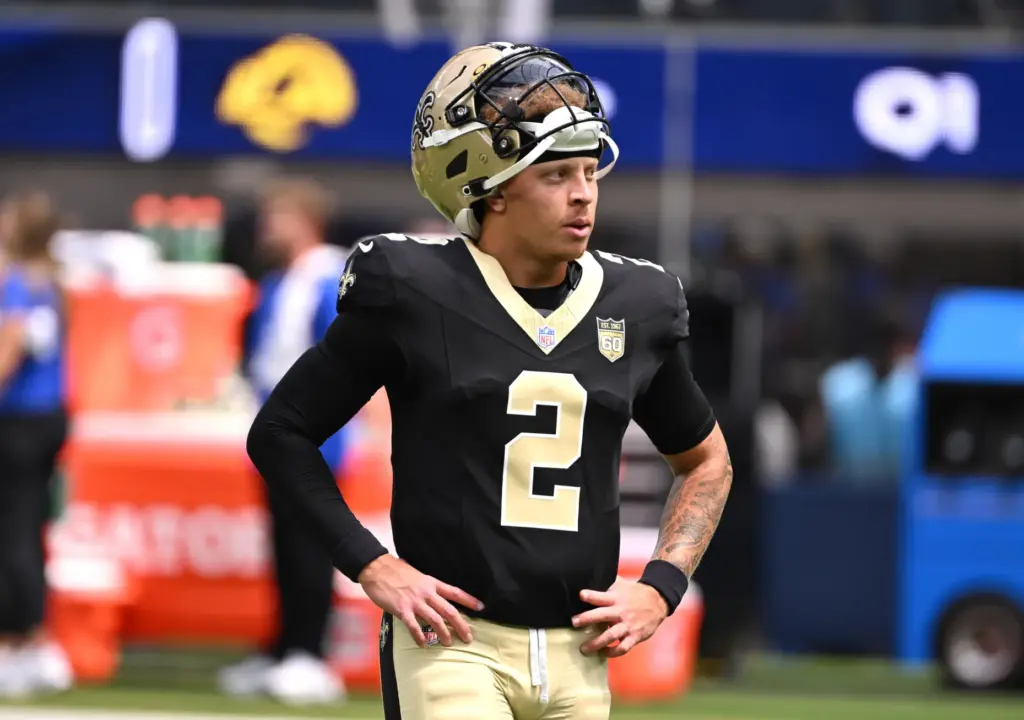 New Orleans Saints quarterback Spencer Rattler (2) prior to an...