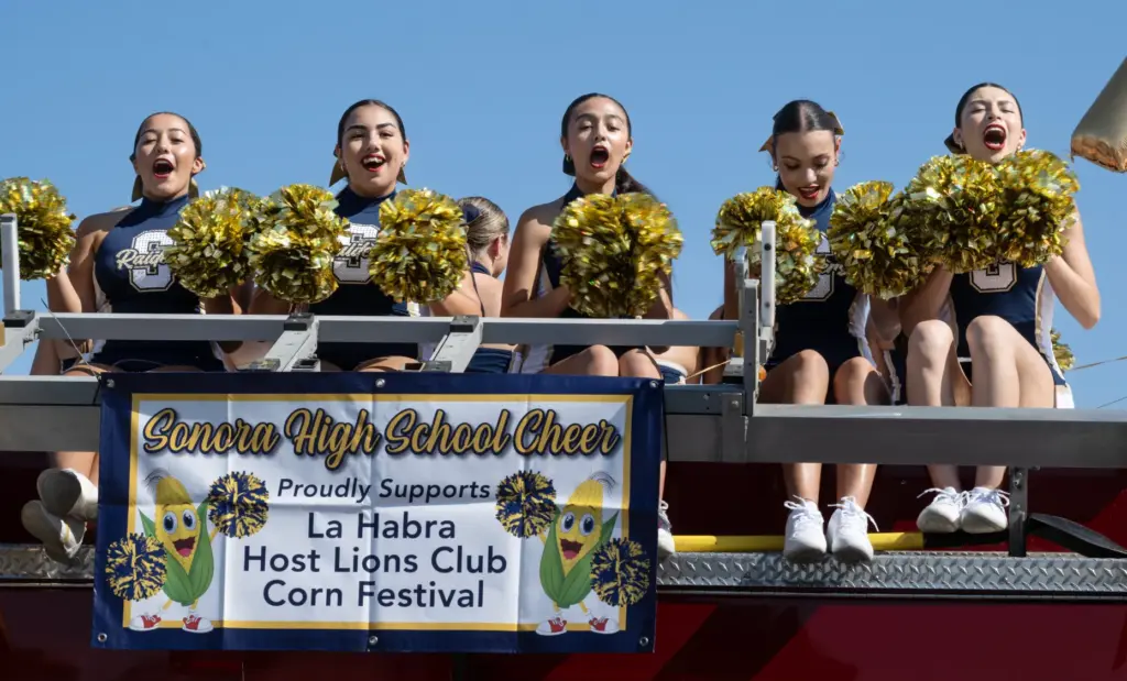 Sonora High School cheerleaders show their spirit during the La...
