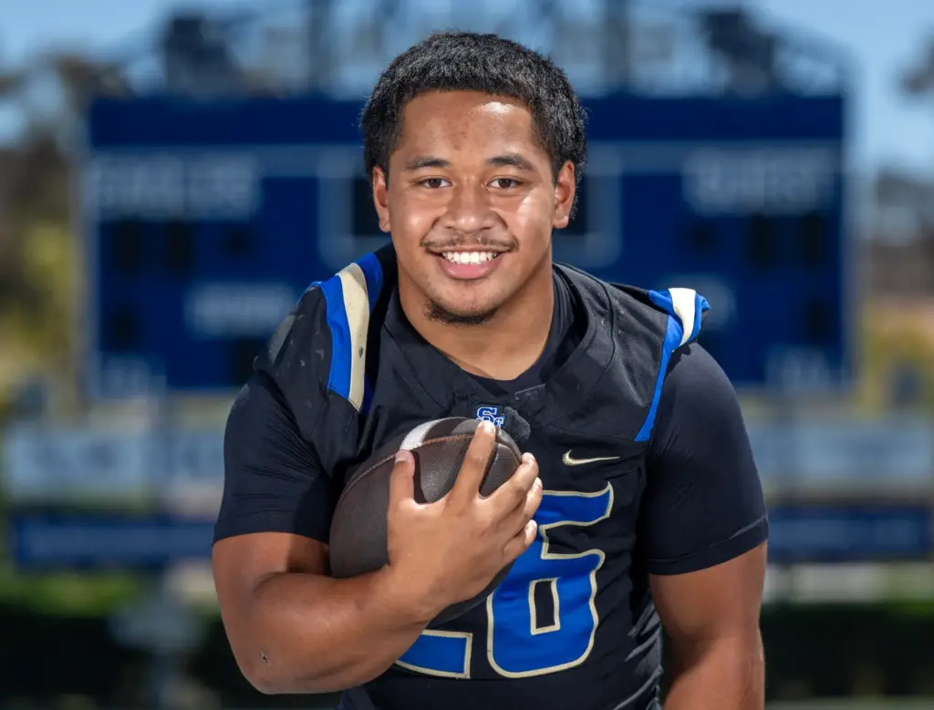 Adrian Petero (#26), running back at Santa Margarita Catholic High...