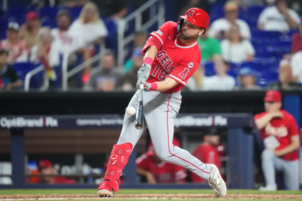 The Angels’ Nolan Schanuel hits a tiebreaking two-run home run...