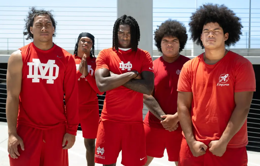 Mater Dei football players from left: Ezekiel Suâa, DJ Clanton,...