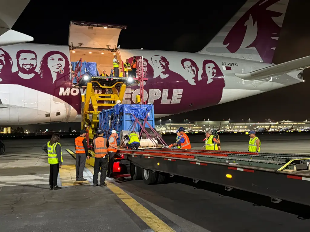 Rescued belugas arrive to San Diego Airport. (Courtesy of SeaWorld...