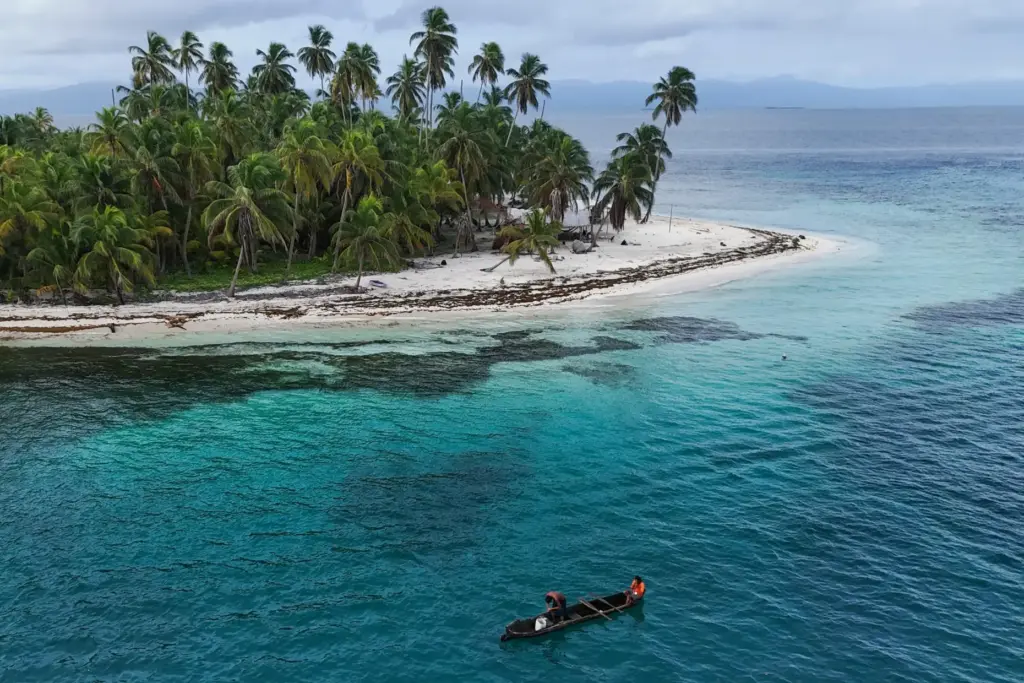 Locals fish in the Dutch Cays of Guna Yala on...