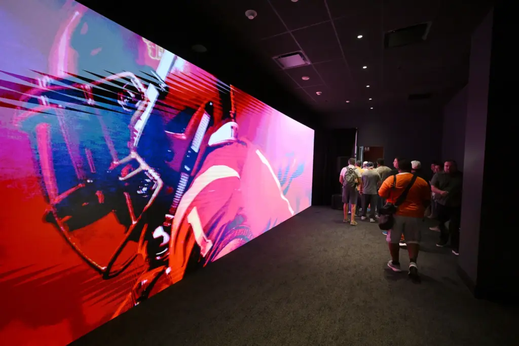 Members of the media tour the new state-of-the-art Bloom Football...
