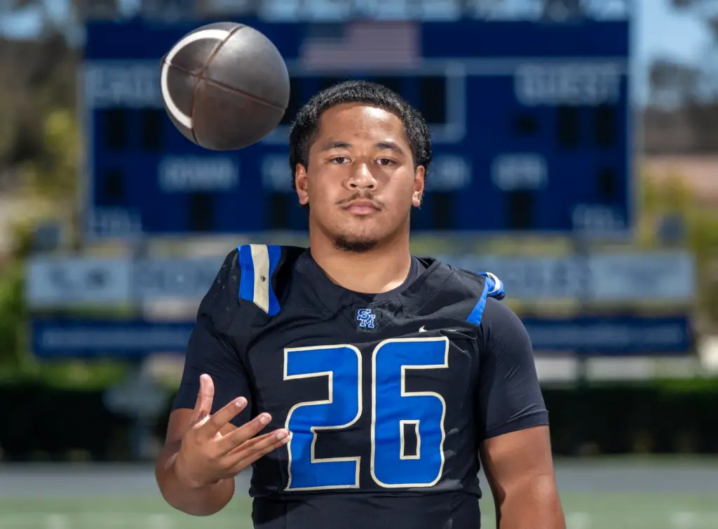 Adrian Petero (#26), running back at Santa Margarita Catholic High...