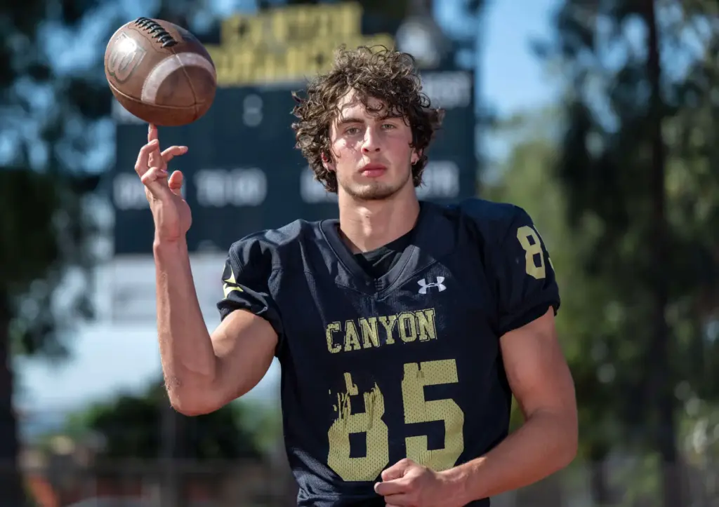 Zackery Lachman, Canyon High School tight end and defensive tackle,...