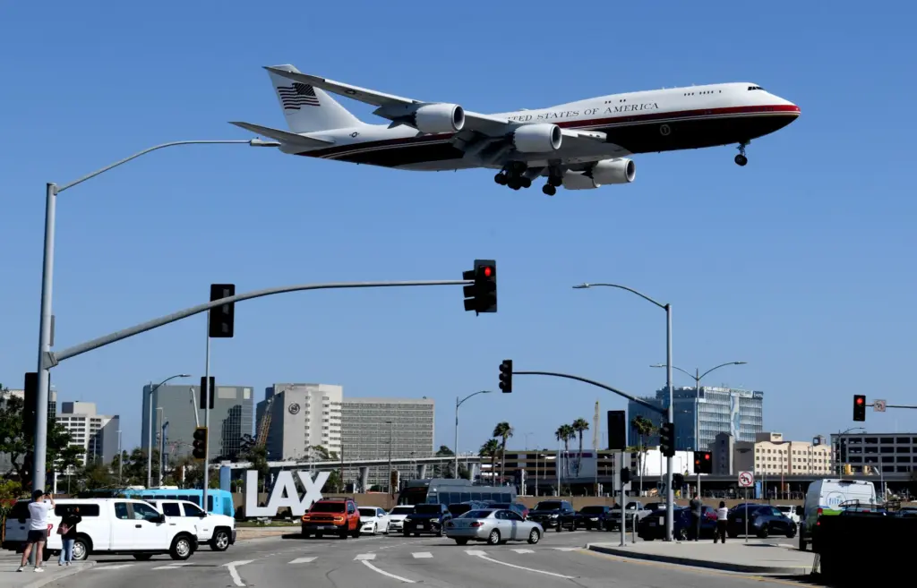 Air Force One lands at LAX on Tuesday August 4,...