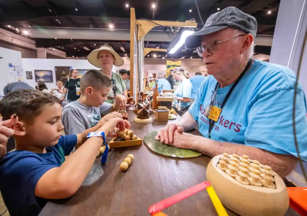 Ross Gilroy of the Orange County Woodworkers Association show a...