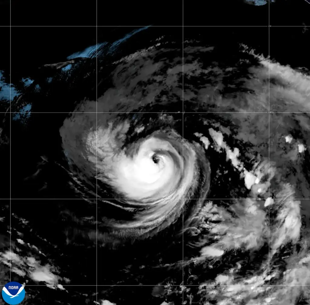 This satellite image released by NOAA shows Hurricane Karina strengthening...