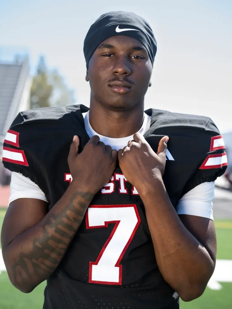 Tustin High School football player Khalil Terry (7) on Monday,...