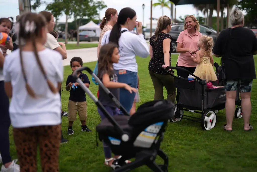 Rep. Debbie Wasserman Schultz greets constituents at a National Night Out community event.
