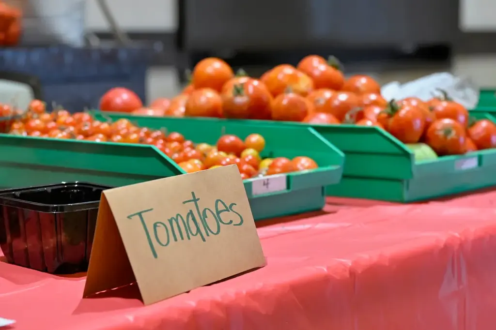 Tomatoes galore are on sale at the Laguna Woods Garden...