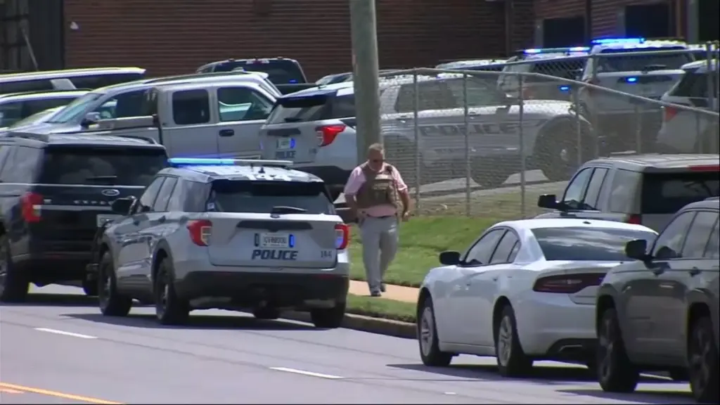 In this image from video provided by WGXA-TV, a police...