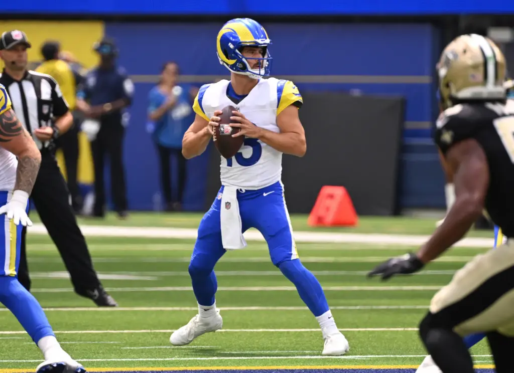 Rams quarterback Stetson Bennett IV (13) against the New Orleans...