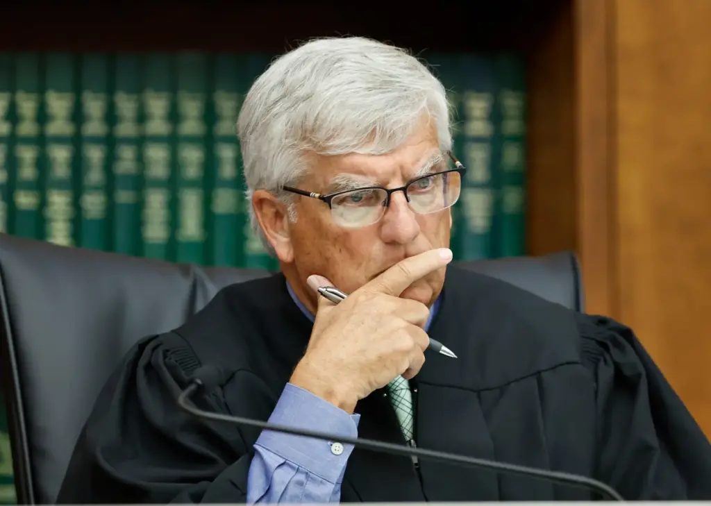 Judge William Sullivan listens to an objection by prosecutors during Lindsay Clancy's trial.