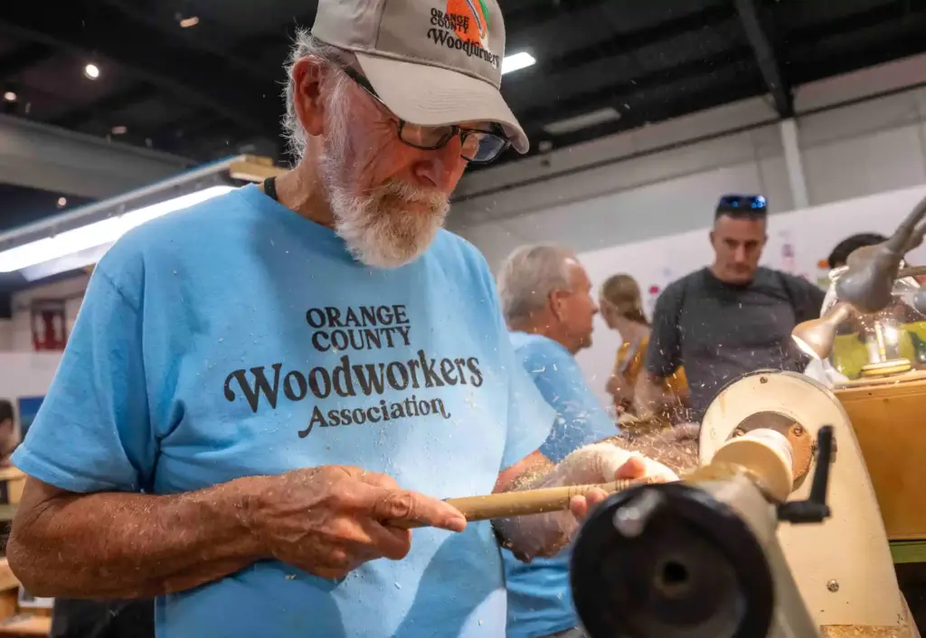 Al Ward of the Orange County Woodworkers Association uses a...