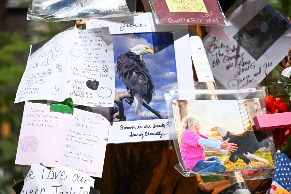 Touching notes are left at the memorial for Jackie, the...