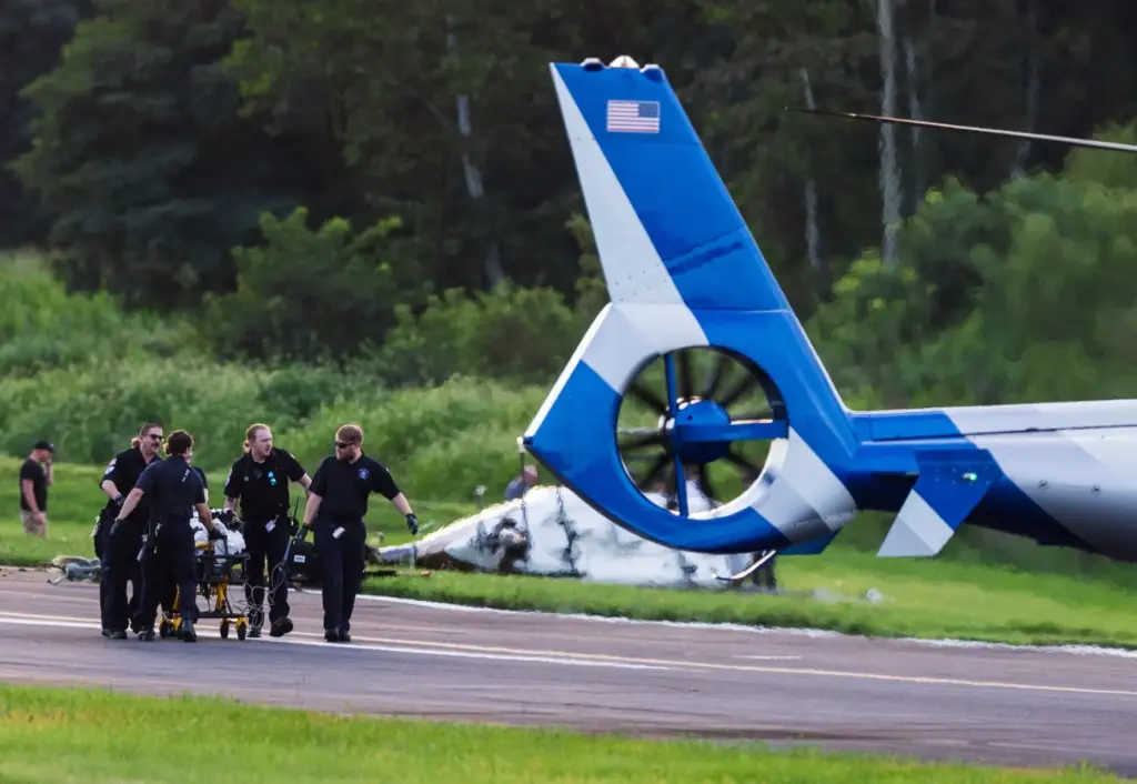 Authorities investigate a crash between a Pennsylvania State Police helicopter and a small plane.