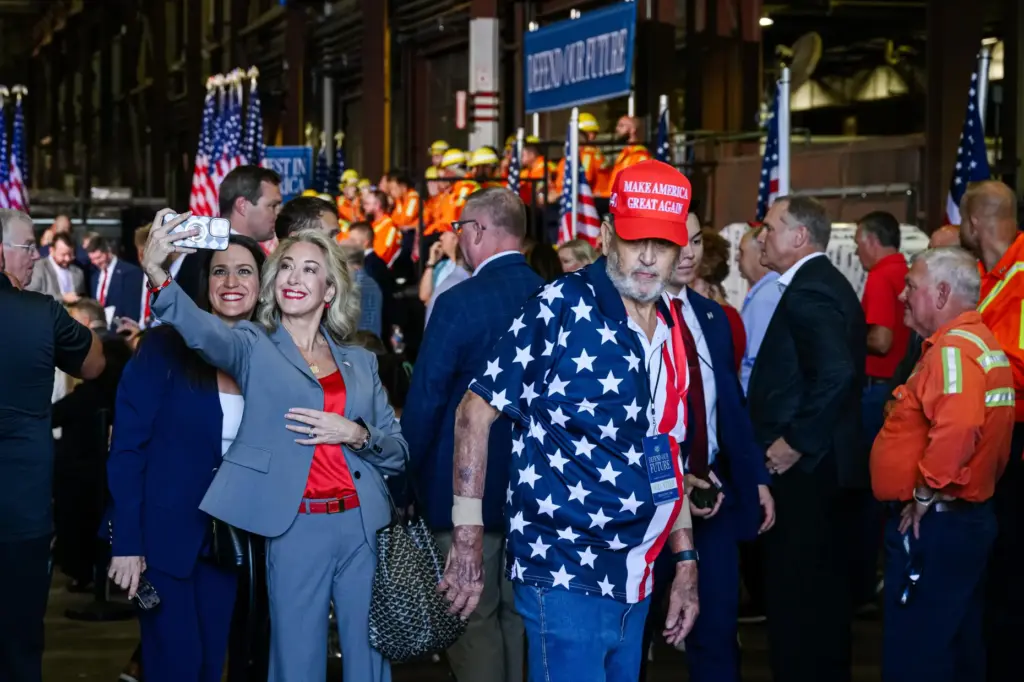 Attendees are seen ahead of a visit from Vice President...