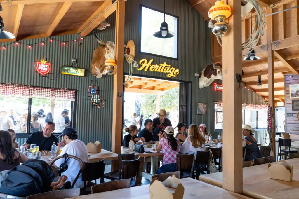 Patrons enjoy their meals inside the newly reconstructed Oyharzabal Barn...