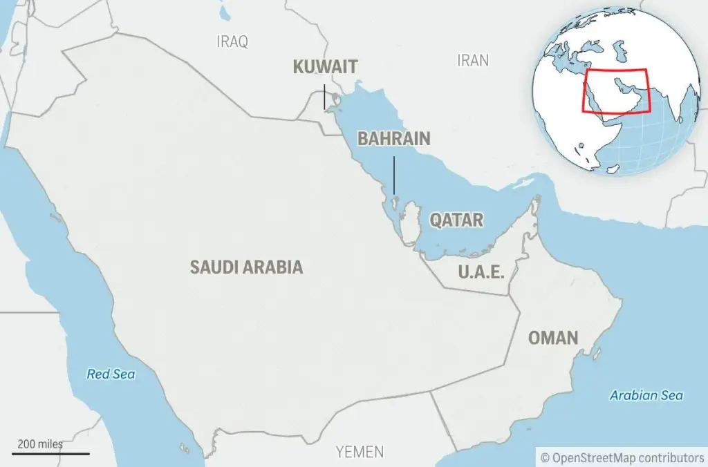 This is a locator map for the Gulf Cooperation Council...