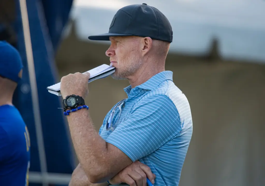 Former Buffalo Bills coach Sean McDermott watches the Rams’ training...