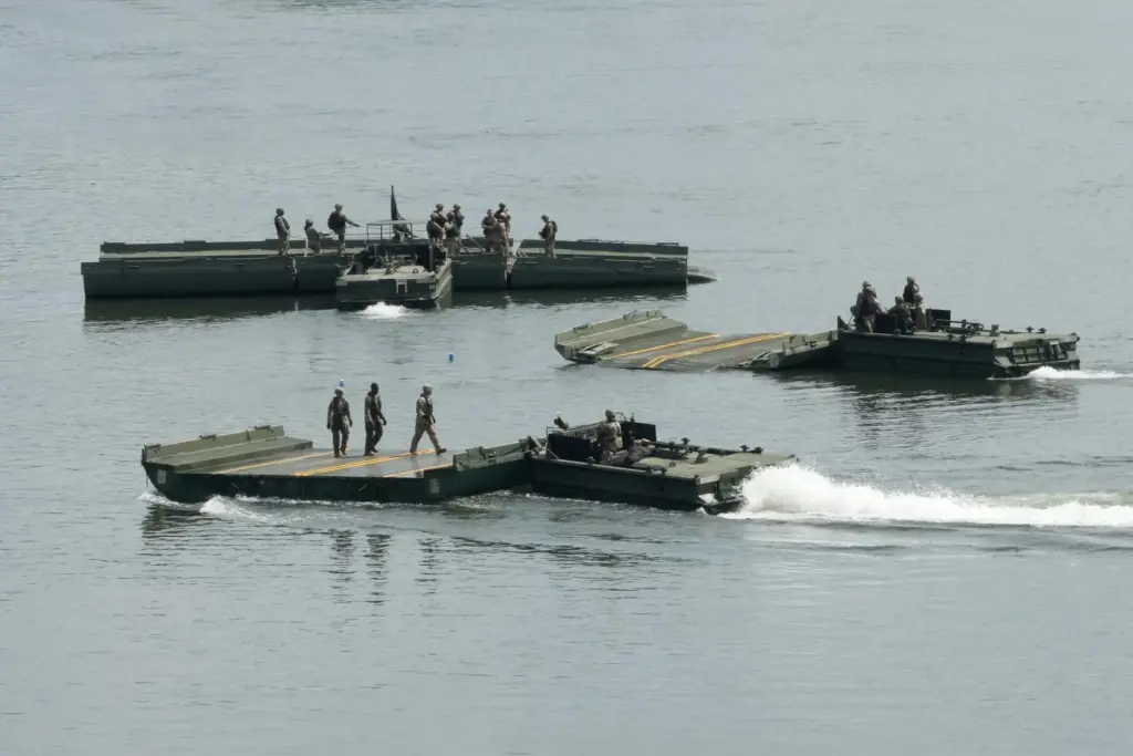 The U.S. Army's soldiers conduct a training exercise on a river in Yeoncheon, South Korea.