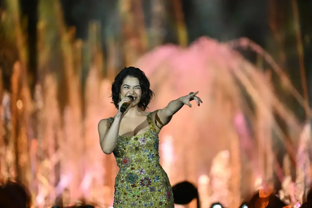 Auli’i Cravalho, animated Moana, performs during âDisney Princess: The Ultimate...