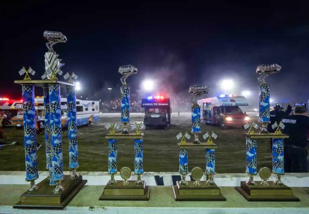 Trophies await the winners of the annual Motorhome Madness Demolition...