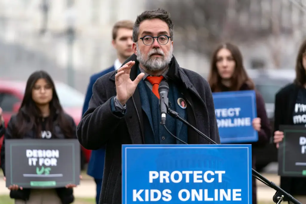 FILE – Former Facebook employee Arturo Bejar speaks during a...