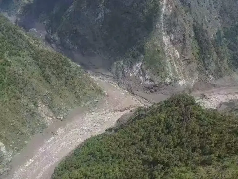 A mudslide-hit area near Gyirong Port in southwestern China's Tibetan Autonomous Region.