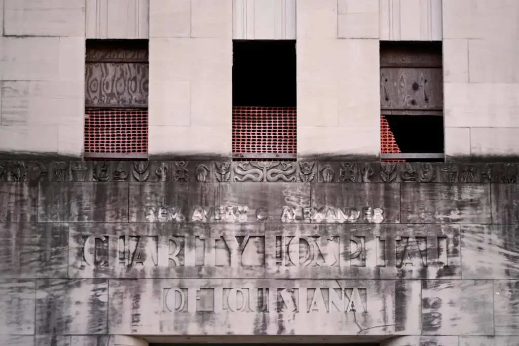 The bas-relief over the entrance of the old Charity Hospital...