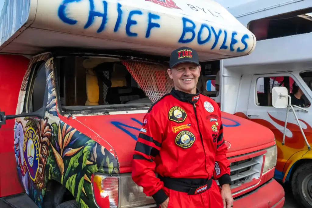 Newport Beach Fire Chief Jeff Boyles, who won the event...