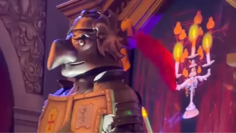 Haunted armor in Madame Leotaâs Swinging Wake street party during...