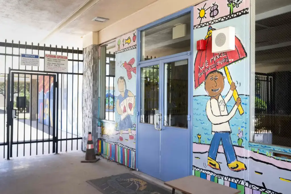 The exterior of Hudson Elementary School in Long Beach on...