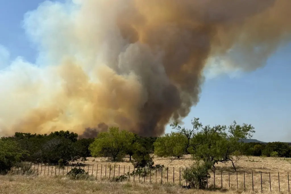 The Ross Fire burns in Palo Pinto County, Texas, on...