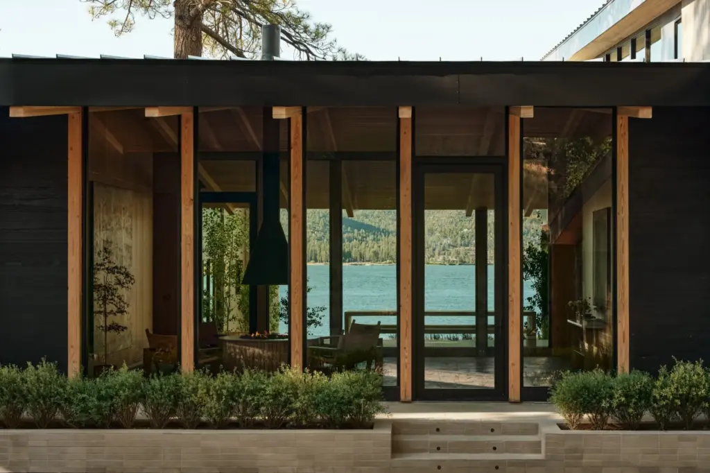 The central atrium and courtyard connect the two wings of...