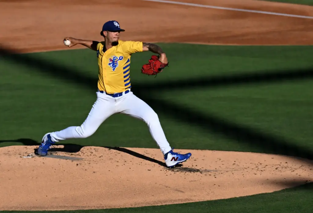 Luis Carias starts pitching during the Ontario Tower Buzzers home...