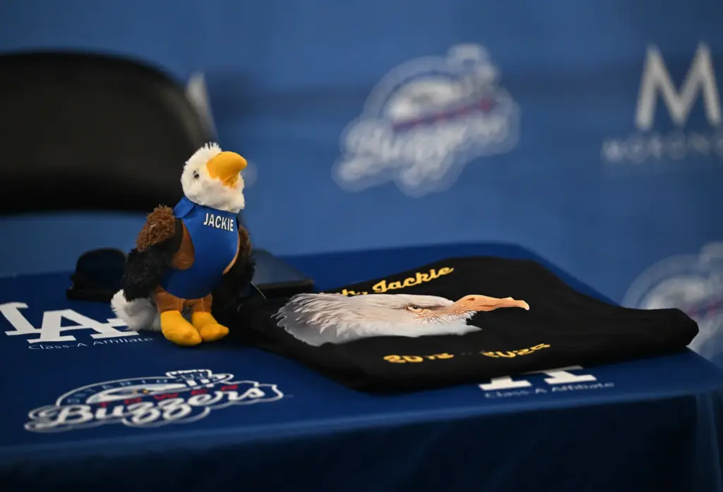 Commemorative t-shirts and eagle plush toys for sale was at...