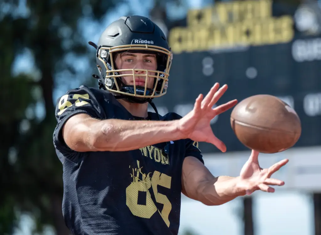 Zackery Lachman, Canyon High School tight end and defensive tackle,...