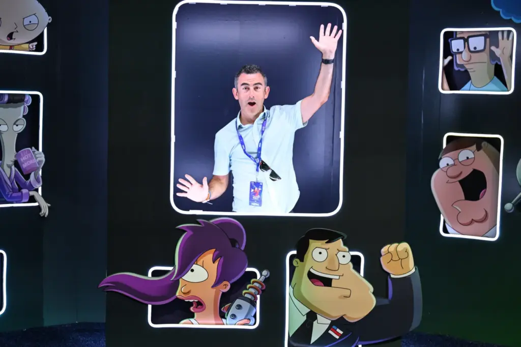 Paolo Pescatore gets excited in the Animayhem display at the...