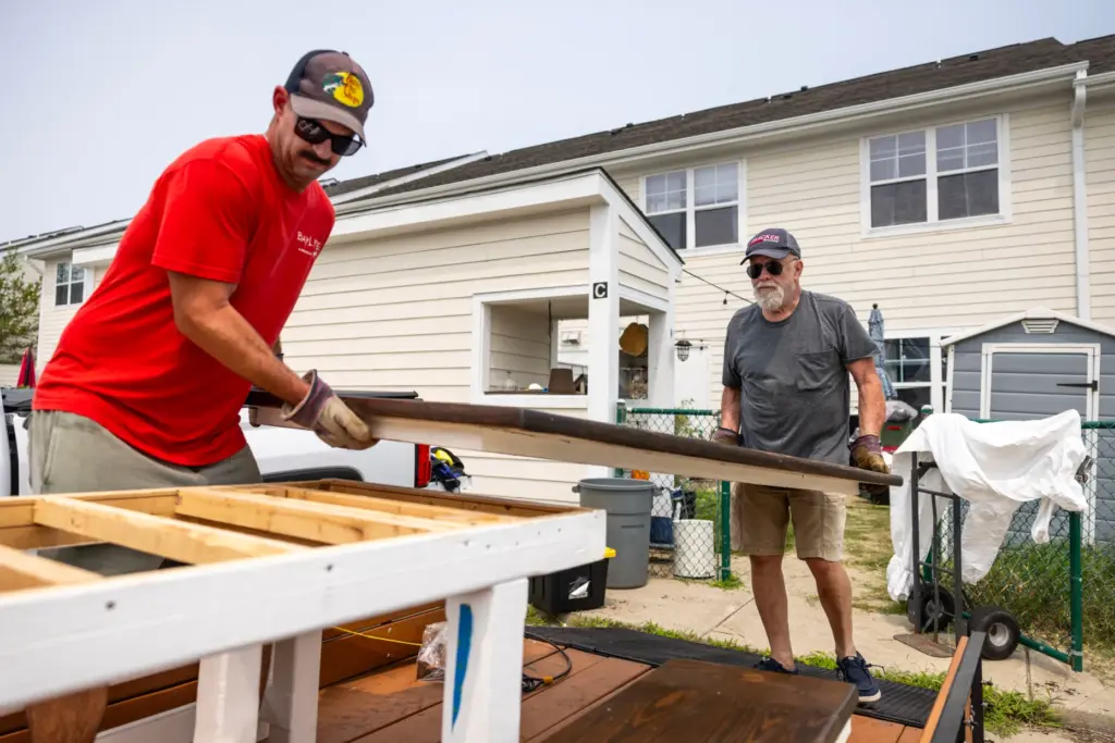 Chief Damage Controlman Matt Campbell and his father-in-law Stephen Campbell...