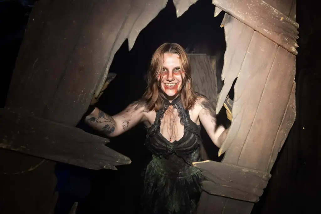 Inside the, âAbandonedâ haunted maze at the Midsummer Scream halloween...