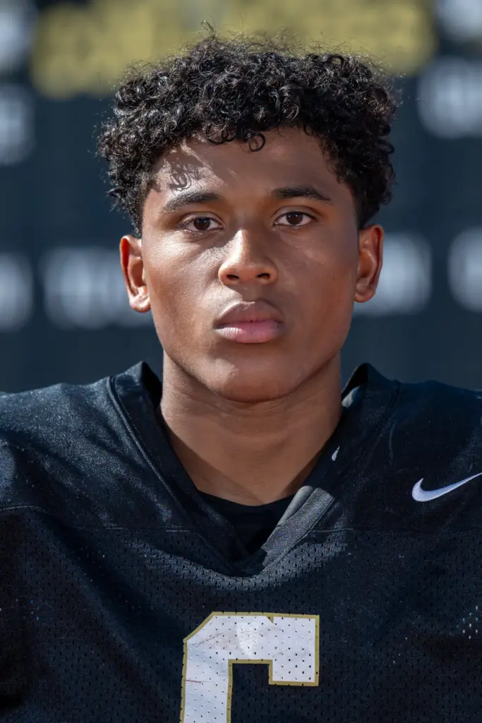 Noah Greene, Canyon High School defensive end, in Anaheim on...