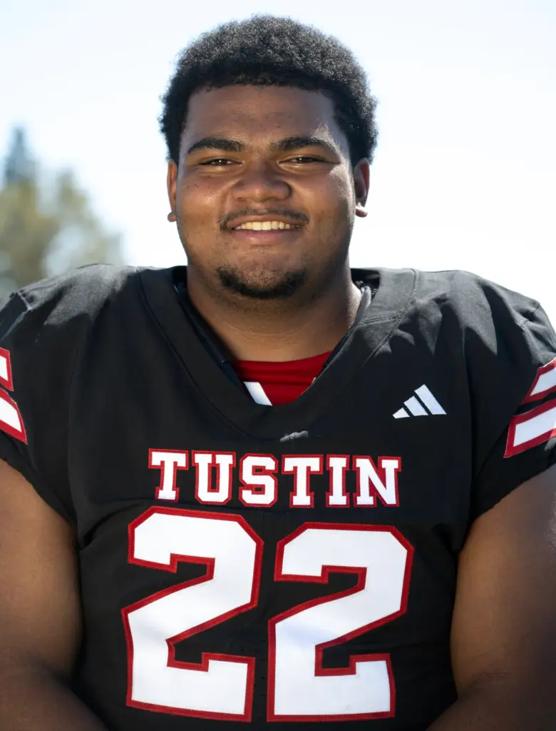 Tustin High School football player Jeremial Williams (22) on Monday,...